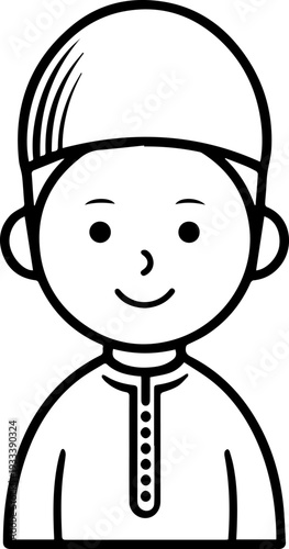 Smiling boy wearing traditional Muslim cap and kurta
