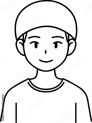 Smiling boy wearing traditional Muslim cap and kurta