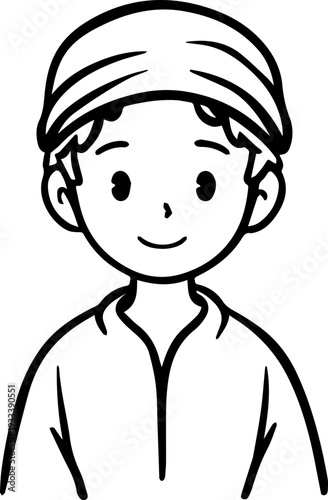 Smiling boy wearing traditional Muslim cap and kurta