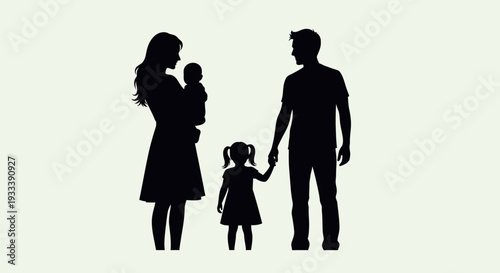 Silhouette of Family Holding Hands Together.