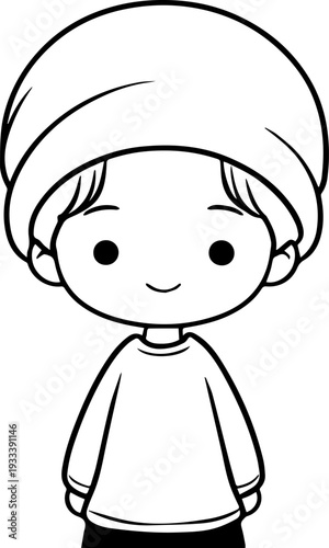 Smiling boy wearing traditional Muslim cap and kurta