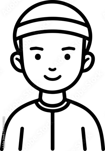 Smiling boy wearing traditional Muslim cap and kurta