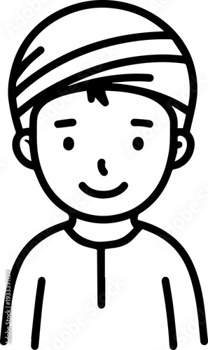 Smiling boy wearing traditional Muslim cap and kurta