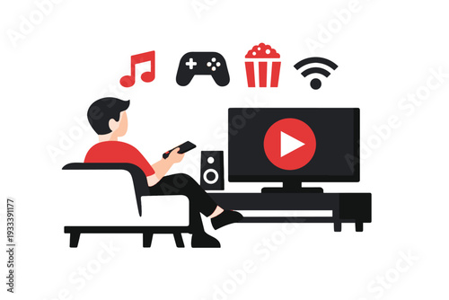 Media tv vector composition text generation letters no image icon streaming simple