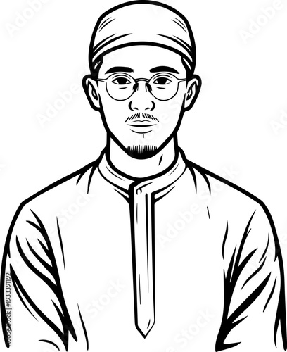 Smiling boy wearing traditional Muslim cap and kurta