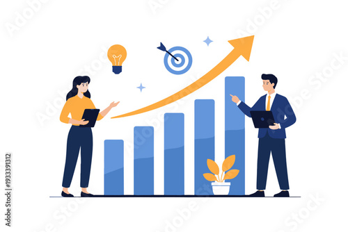 Vector graph simple growth business no white text image composition generation icon