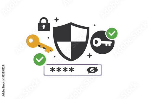 Simple password gradients generation image flat style illustration white icon vector composition