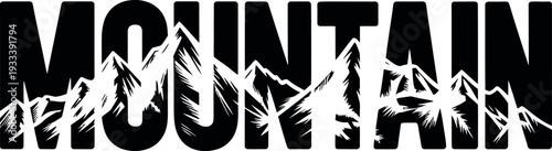 This creative logo design incorporates a landscape directly into the text "MOUNTAIN". 