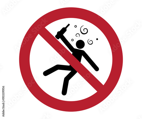 ISO 7010 P043 Not for people in the state of intoxication sign illustration on transparent background. 
