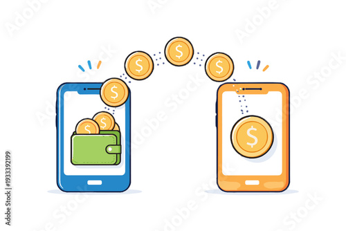 Vector peer exchanging style minimal devices to icon p white no payment