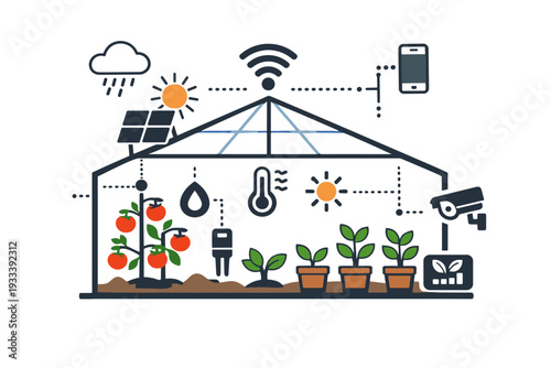 No icon style vector letters simple image sensors generation isolated greenhouse modern