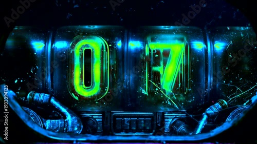 10 to 0 Nixie Clock Countdown blue neon cyberpunk animation
