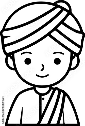 Smiling boy wearing traditional Muslim cap and kurta