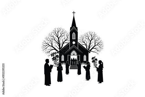 Easter sunday celebration at a historic church with devotees