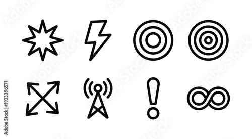 Set of 8 Outline Basic UI Icons Vector