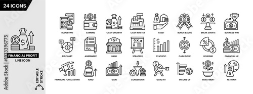 Financial profit line icon editable stroke.