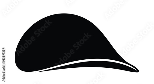 Simple black silhouette of a potato chip against a stark white background