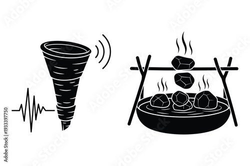 Tornado with Sound Waves and Hot Stone Cooking
