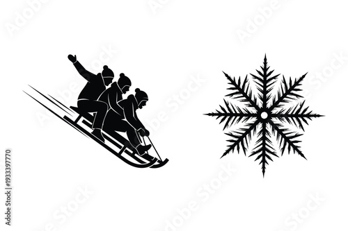 Winter Sledding Fun with Snowflake Design