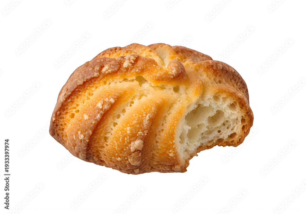 Fototapeta premium Golden-brown freshly baked cinnamon roll with swirls and gooey icing drizzle, isolated on transparent background, perfect for breakfast or dessert, high-resolution food photography