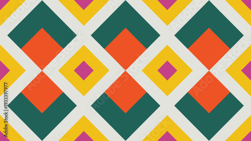 Vibrant geometric pattern with colorful diamond shapes