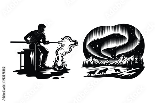 Glassblower and Aurora Borealis: Artistry and Nature