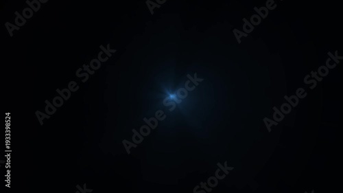 Single Blue Lens Flare Burst on Black Background light