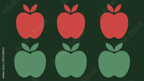 Six apples in red and green on dark background