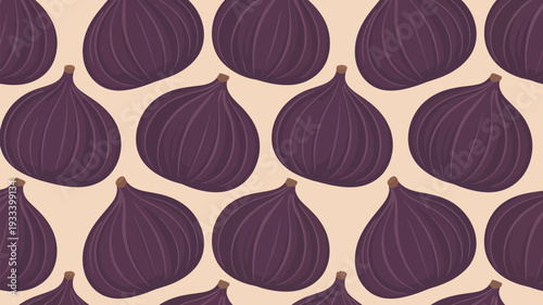 Vibrant purple figs pattern on soft beige background for design