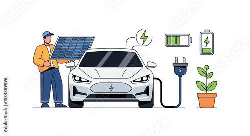 A confused older woman looks intently, near a question mark, a notebook, a pencil, and a magnifying glass.