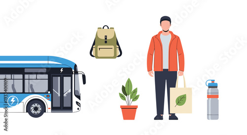 A cute illustration of an elderly woman with a bun, wearing a red polka-dot blouse, surrounded by heartwarming symbols like a heart, a flower, a steaming coffee mug, and a simple wooden chair.