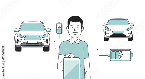 A charming hand-drawn illustration of a cute cat with essential pet accessories: yarn, scratching post, food bowl, and a pet bed.