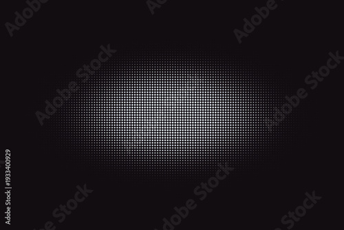 A visually striking elliptical light dot pattern creating a smooth gradient effect on a dark surface