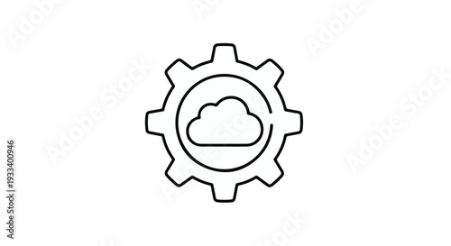 Cloud computing technology gear icon illustration for business innovation and modern digital concept