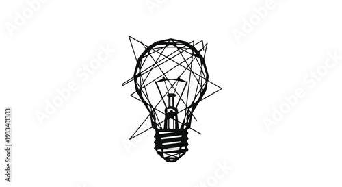 Creative Idea and Innovation Concept: Lightbulb with Abstract Geometric Mesh
