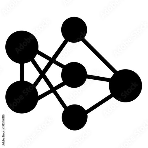 This is a black and white illustration of a network connection diagram. The image features a series of interconnected nodes and lines, representing a complex system of relationships and communication.