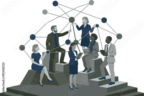 Business People Connecting Points for Strategic Project Management