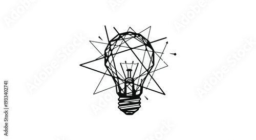 Creative idea lightbulb with geometric shapes and lines, symbolizing innovation and inspiration, modern concept for business, design, and technology