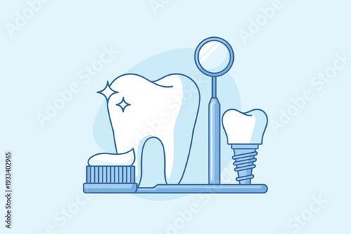 Dental Healthcare and Tooth Implant Procedure Illustration