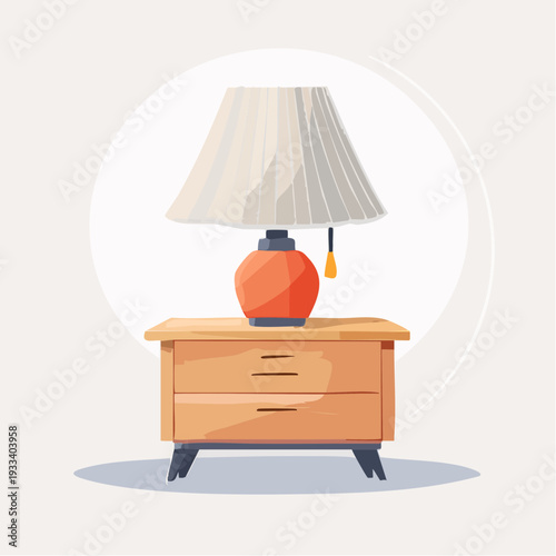 Desk lamp on wooden nightstand