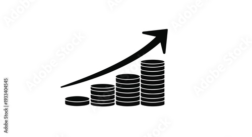 Business Success and Revenue Increase: Black and White Coins Progress Graphic