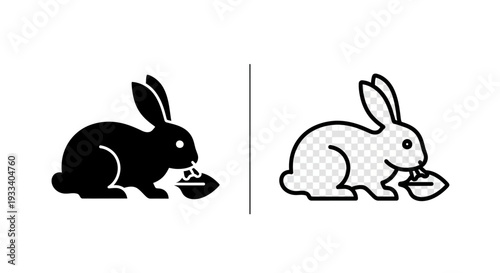 Two rabbits eating carrots Vector