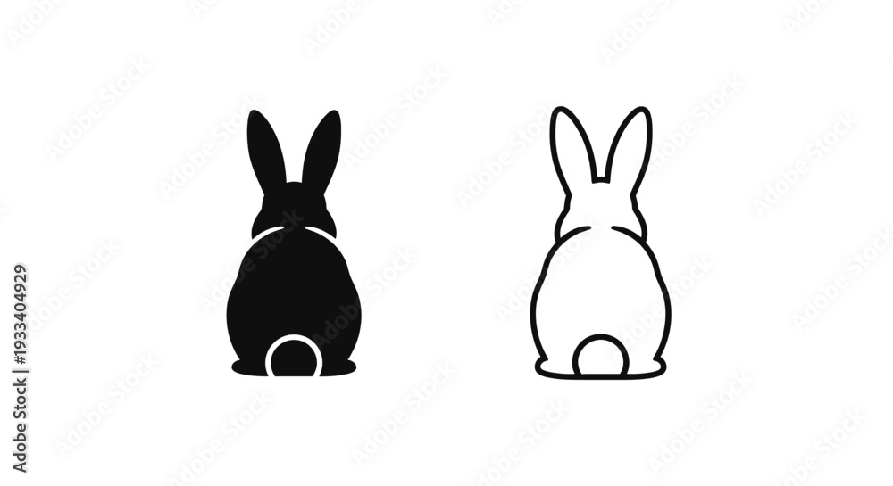 Obraz premium Two black and white bunnies Vector
