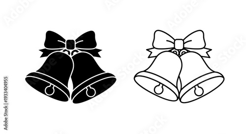 Two black bells with bows Vector