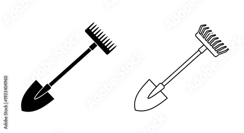 Shovels and rakes combined Vector