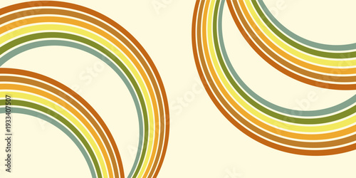 Retrofuturism poster design in trendy retro line style. Modern art poster retro vintage style 70s stripes background template lines shapes vector design.