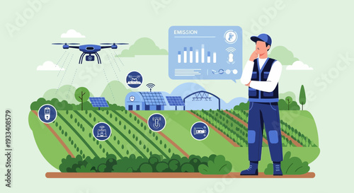 Farmer Using Drone for Crop Monitoring.