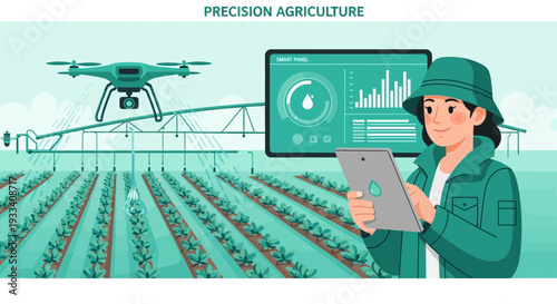 Farmer Using Tablet in Agricultural Field.