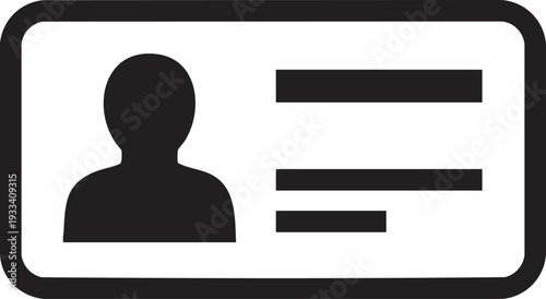 Black silhouette of a persons id card on a with horizontal lines