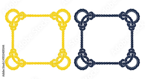 Decorative Rope Frames: Nautical Knots, Yellow and Blue, Border Design
